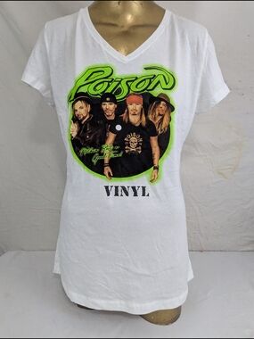 Poison 2018 Vinyl Concert Tour Tee Band On Front Cities Dates On Back XXL